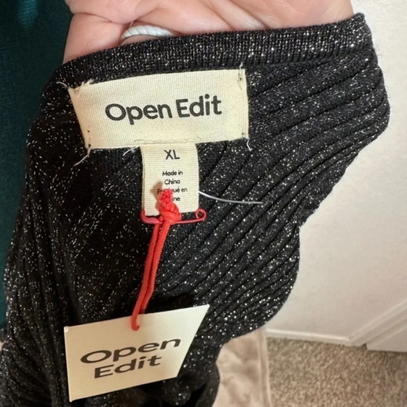 Open Edit Sparkle Cutout Sweater Minidress In Black- Silver NWT - Picture 3 of 6